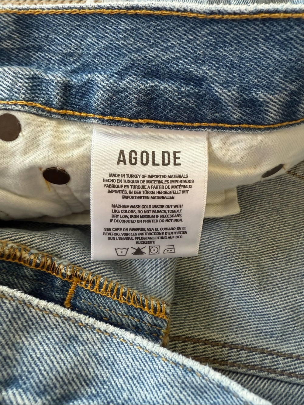 AGOLDE Women’s Parker Long Cut Off Denim Jean Shorts Women’s Size 31 WORN ONCE - Picture 6 of 9